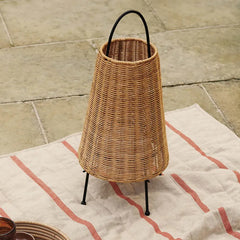 Handwoven Rattan Table Lamp Nordic Style Ambient Light for Living Room, Bedroom & Boutique Spaces | Natural Wicker Lantern with Handle