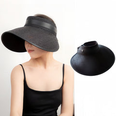 Raffia Wide Brim Sun Visor Hat for Women, Open Top Straw Beach Hat 5658cm