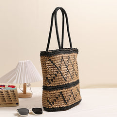 Factory direct sales retro rhombic one-shoulder straw bag, new straw bag woven bag, vacation style beach bag, fashion women's bag