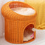 Breathable Woven Double-Layer Cat House with Cushion All-Season Semi-Enclosed PP Rattan Pet Bed