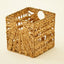Square Natural Woven Storage Basket with Handles Cube Wicker Organizer for Closet, Shelves & Living Room