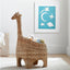 Handwoven Rattan Animal Storage Basket with Lid Cartoon Toy Organizer & Decorative Basket for Kids Room