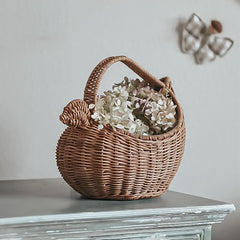 Handwoven Rattan Storage Basket Nordic-Style Fruit, Vegetable & Daily Essentials Carry Basket