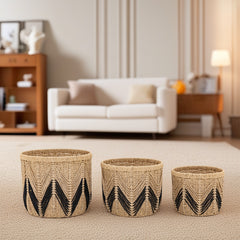 Handwoven Paper Rope Storage Basket Nordic-Style Decorative Organizer for Living Room, Desk & Shelves (L/M/S)