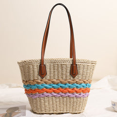 Boho Rainbow Stripe Woven Shoulder Bag, Medium Hobo Beach & Everyday Tote