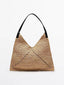 French Raffia Triangle Shoulder Bag Large Capacity Straw Beach Tote