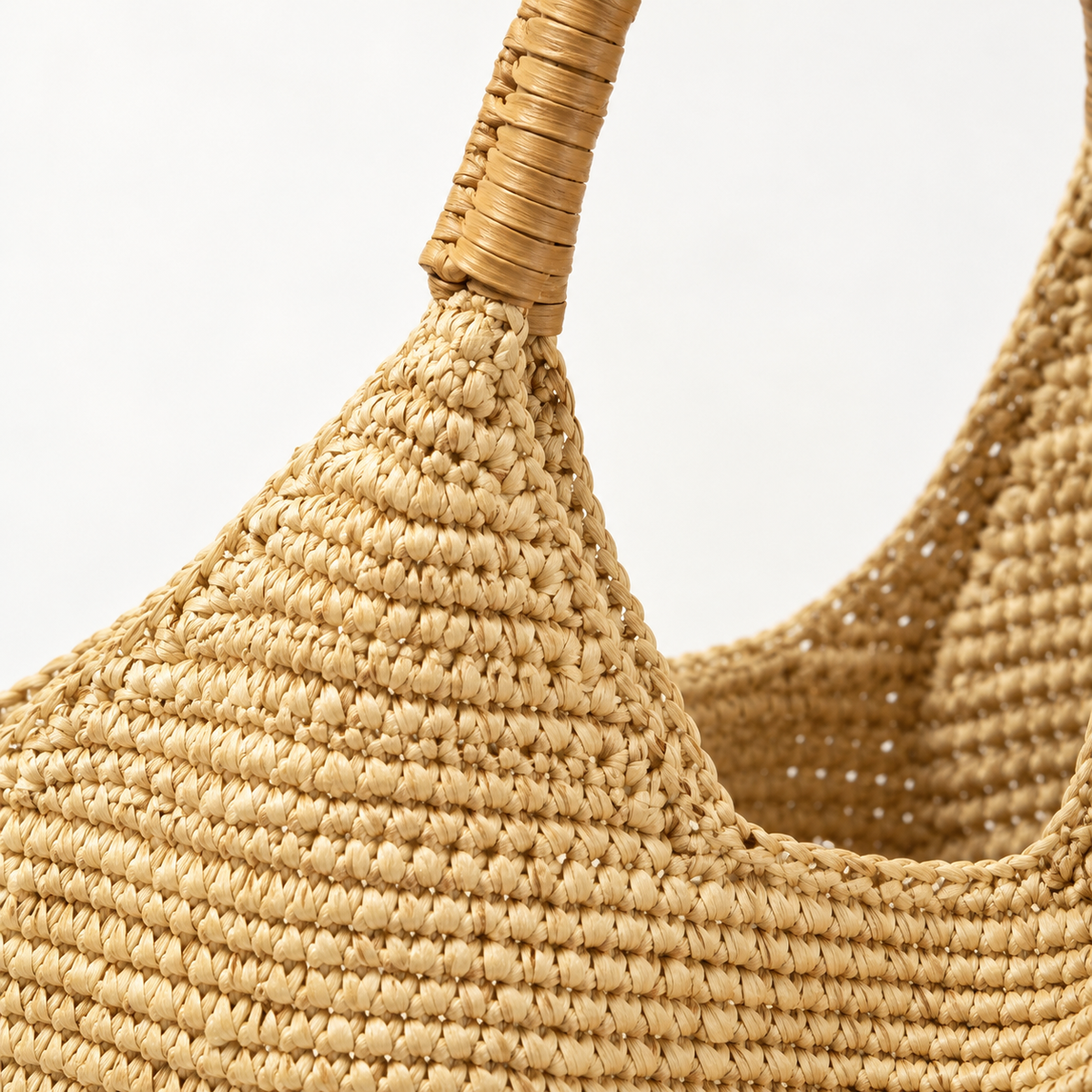 Everyday Paper Woven Shopper, close-up of the paper weave and visible construction