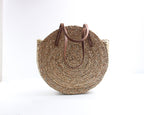 New aquatic plant round straw bag vacation beach bag single shoulder large capacity woven bag women's fashion simple rattan bag