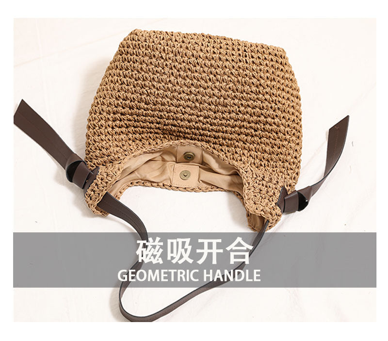 Tassel Straw Cylinder Shoulder Bag Large Capacity Woven Beach Vacation Purse