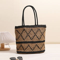 Factory direct sales retro rhombic one-shoulder straw bag, new straw bag woven bag, vacation style beach bag, fashion women's bag