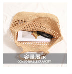 French-Style Hollow Woven Tote  Large-Capacity Straw Shoulder Bag with Open-Top Design for Daily Use & Beach Outfits
