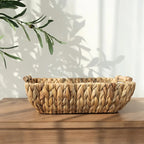 Natural Woven Water Hyacinth Storage Baskets with Handles  Decorative Nordic-Style Organizer Trays for Snacks, Fruit & Tabletop Essentials