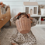Nordic Rattan Tulip Basket  Handwoven Flower-Shaped Storage & Kids Outdoor Carry Basket