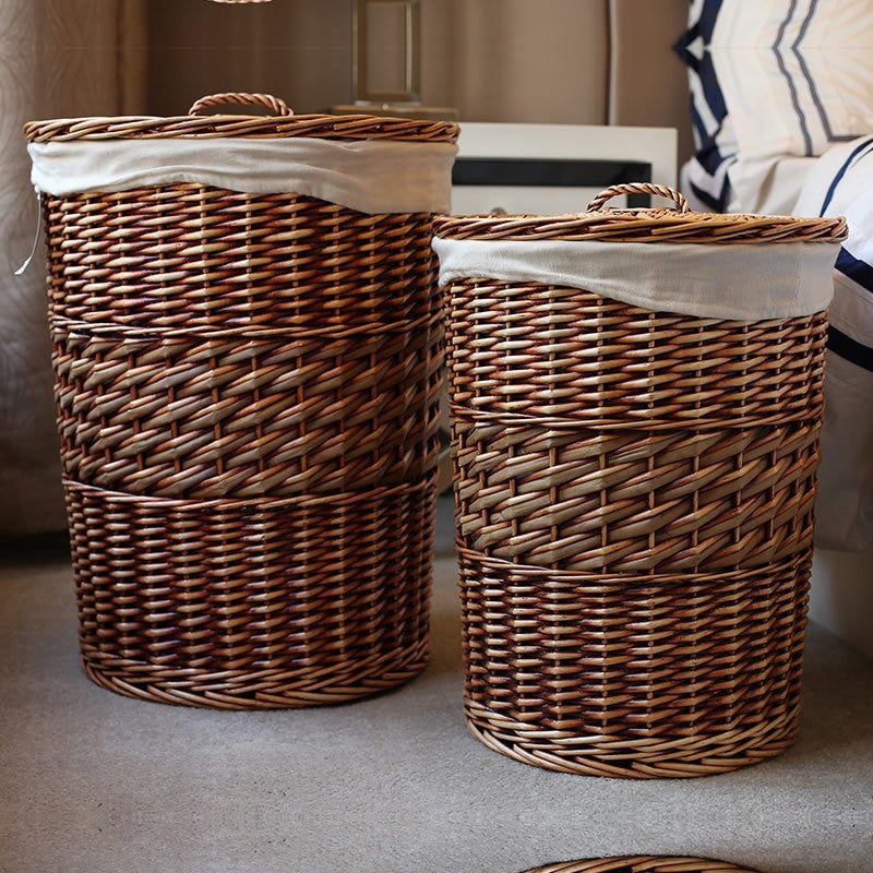 Wicker Laundry Basket with Lid  Handwoven Willow & Seagrass Hamper for Bedroom Storage, Clothes & Toys Organizer