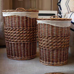 Wicker Laundry Basket with Lid  Handwoven Willow & Seagrass Hamper for Bedroom Storage, Clothes & Toys Organizer