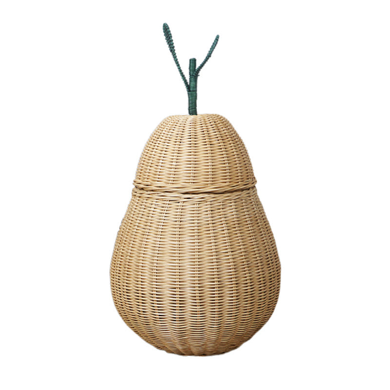 Handwoven Bamboo Apple-Shaped Storage Basket with Lid  Decorative Laundry, Toy & Miscellaneous Organizer Main image