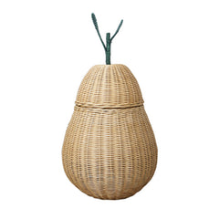 Handwoven Bamboo Apple-Shaped Storage Basket with Lid  Decorative Laundry, Toy & Miscellaneous Organizer