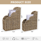 Seagrass Magazine Holder  Handwoven File Organizer Basket for Living Room & Home Office, Scalloped Design, 2 Sizes