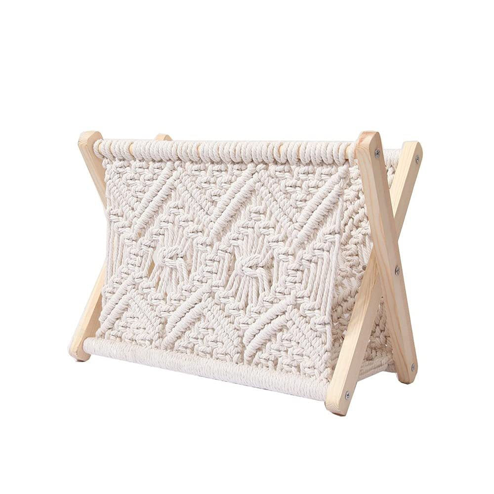 Seagrass Magazine Holder  Handwoven File Organizer Basket for Living Room & Home Office, Scalloped Design, 2 Sizes