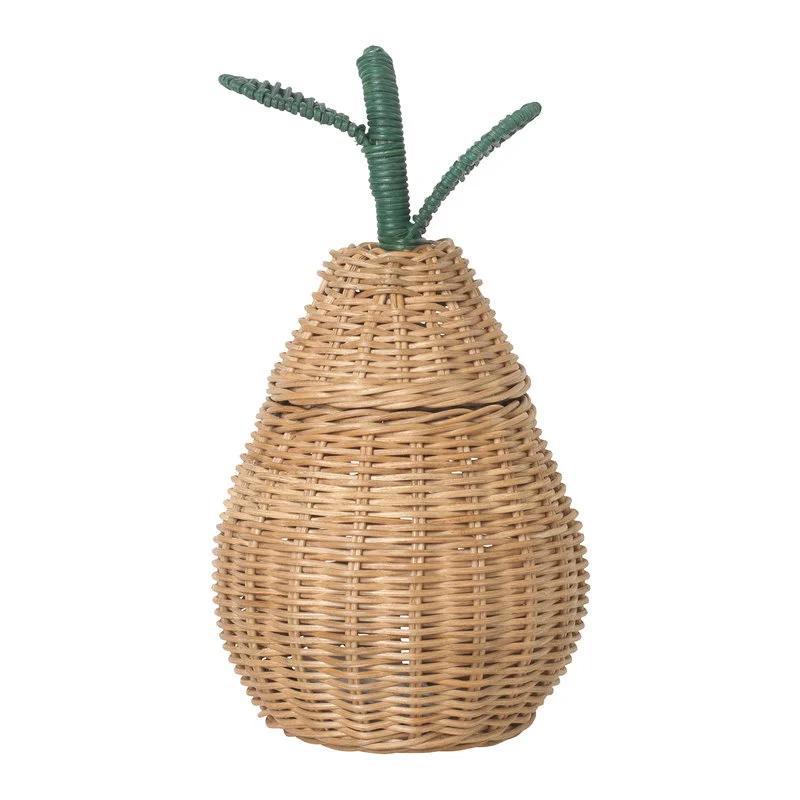 Handwoven Bamboo Apple-Shaped Storage Basket with Lid  Decorative Laundry, Toy & Miscellaneous Organizer