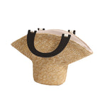 Wood Handle Straw Barrel Bag  Hat-Shape Woven Shoulder Handbag for Vacation Beach & Everyday Outfits