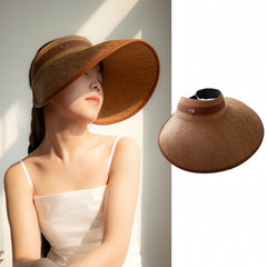 Raffia Wide Brim Sun Visor Hat for Women, Open Top Straw Beach Hat 5658cm