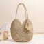 Hollow Tassel Straw Shoulder Bag  Medium Woven Tote with Zipper Closure, Handcrafted Paper Straw Beach & Daily Carry Bag