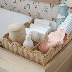 Natural Rattan Storage Basket  Handwoven Nordic Organizer for Vanity, Desk, Snacks & Kitchen Counter (33.5×38×13.5cm)