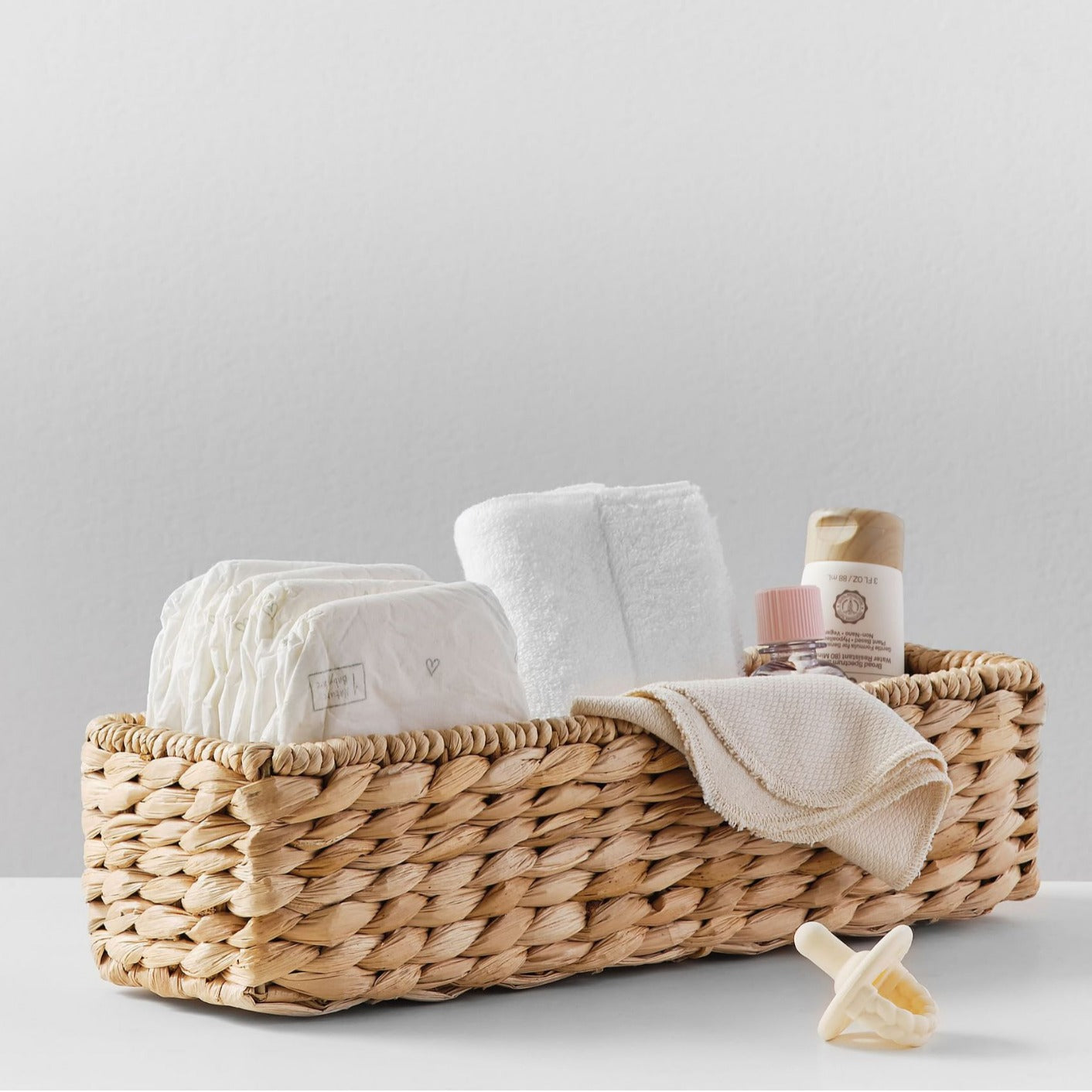 Handwoven Water Hyacinth Storage Basket  Natural Organizer for Bathroom, Vanity, Bedroom & Nursery