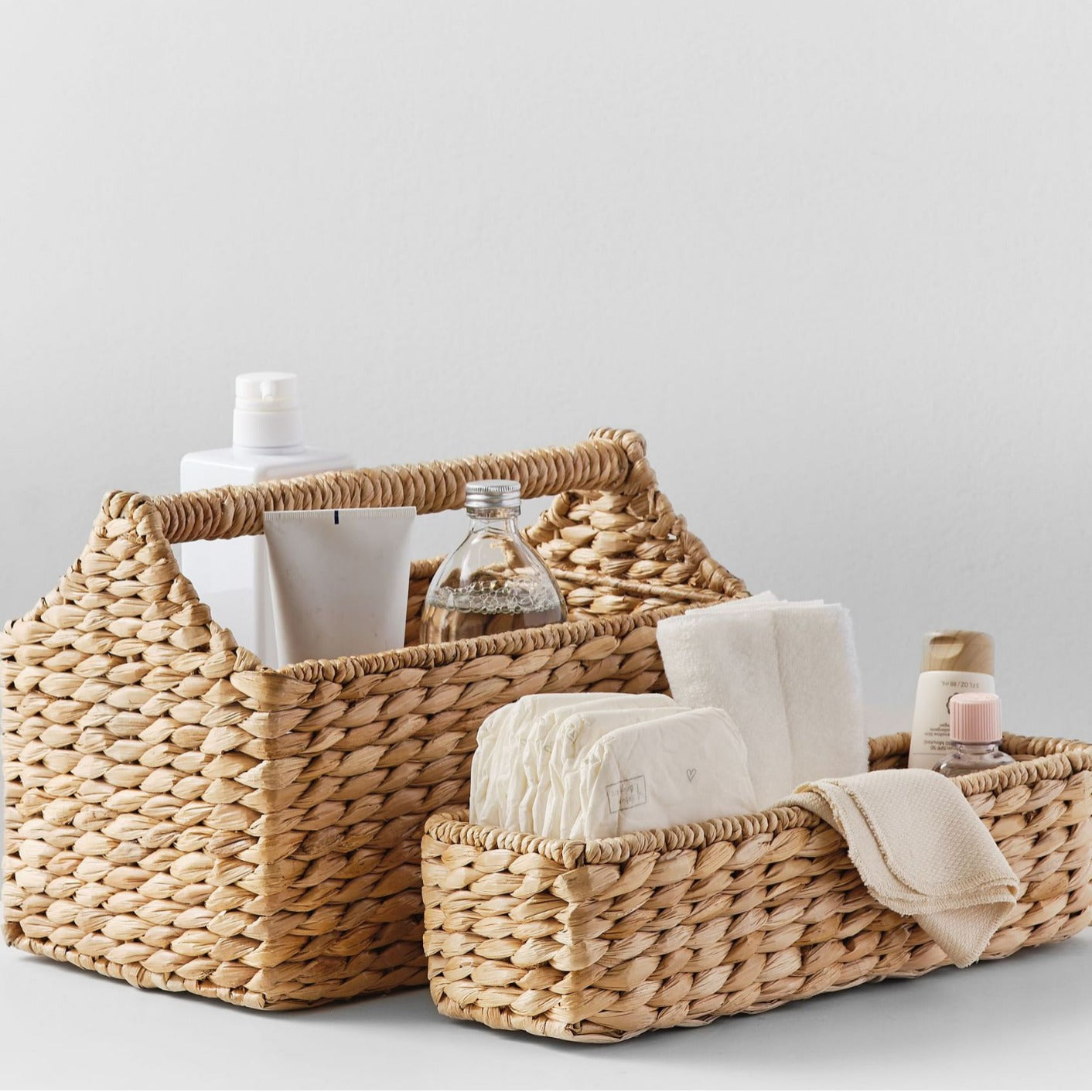 Handwoven Water Hyacinth Storage Basket  Natural Organizer for Bathroom, Vanity, Bedroom & Nursery