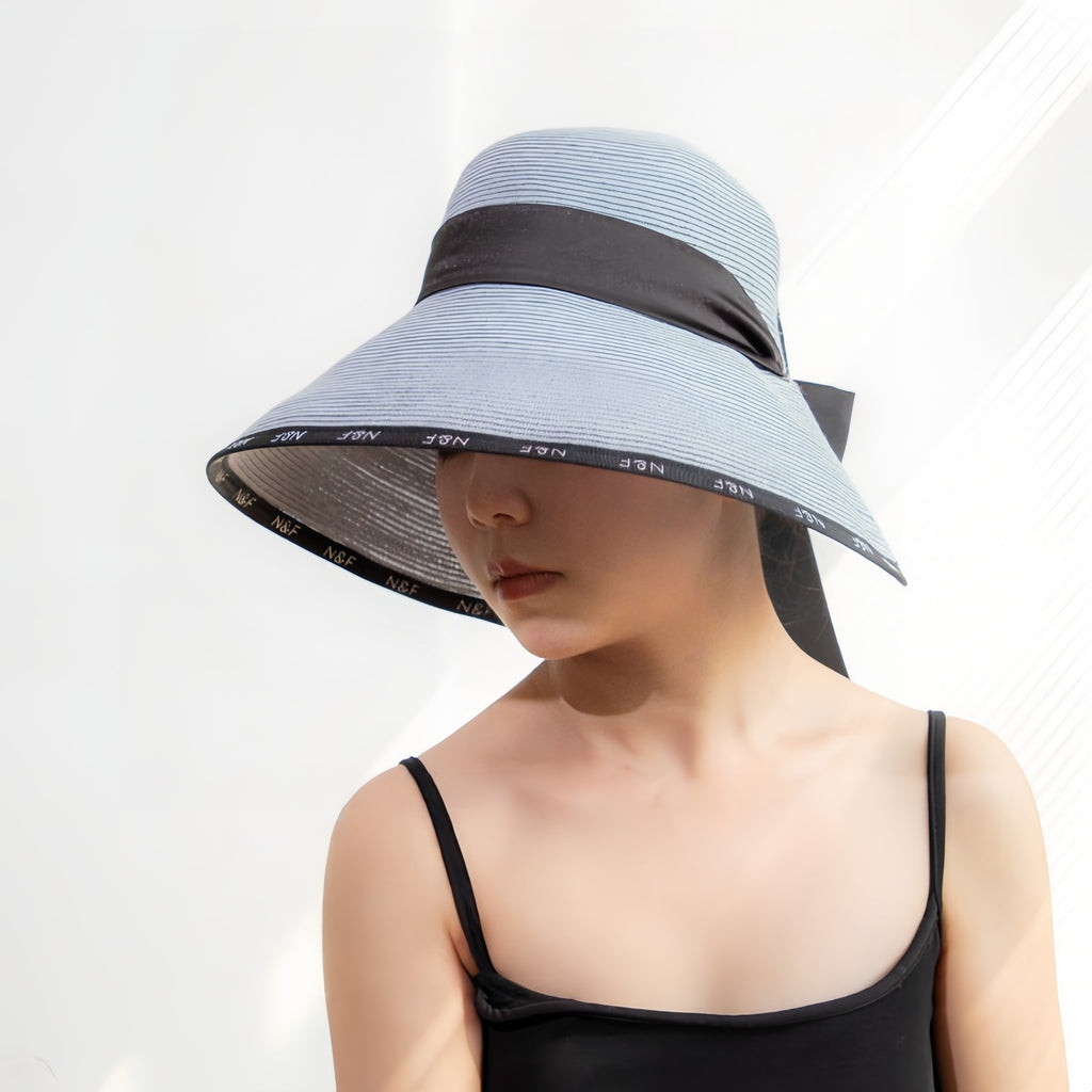 Wide Brim Lettered Straw Sun Hat for Women, Breathable Cellulose Visor, Oversized UV Shade Summer Hat