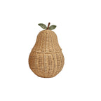 Handwoven Fruit-Shaped Storage Basket with Lid  Apple & Pear Decorative Organizer Made of Paper Rope