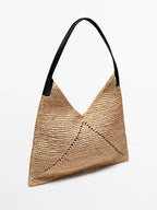 French Raffia Triangle Shoulder Bag  Large Capacity Straw Beach Tote