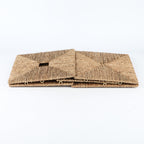 Seagrass Cube Storage Basket with Window Handle  Foldable Handwoven Square Bin for Clothes & Toys, 32cm