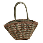 Forest Style Woven Straw Shoulder Bag  Large Capacity Beach Vacation Tote