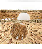 Square Natural Woven Storage Basket with Handles  Cube Wicker Organizer for Closet, Shelves & Living Room