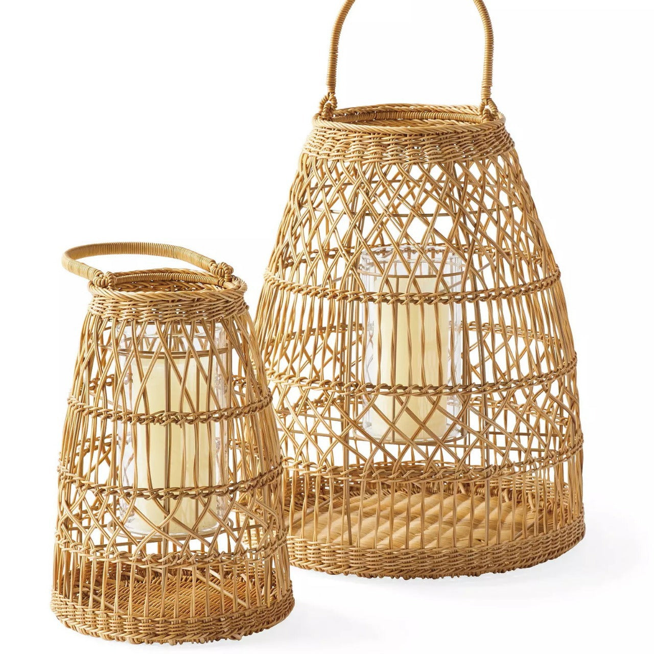 Handwoven PE Rattan Candle Holder  Nordic-Inspired Hanging & Floor Decorative Lantern