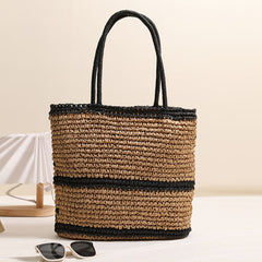 Factory direct sales retro rhombic one-shoulder straw bag, new straw bag woven bag, vacation style beach bag, fashion women's bag