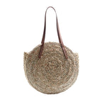 New aquatic plant round straw bag vacation beach bag single shoulder large capacity woven bag women's fashion simple rattan bag