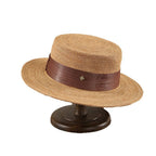 Handmade Silk Hemp Straw Hat with Ultra-Fine Crochet, Raffia Four-Leaf Clover Pendant, Flat Brim, Summer Sun Protection for Girls