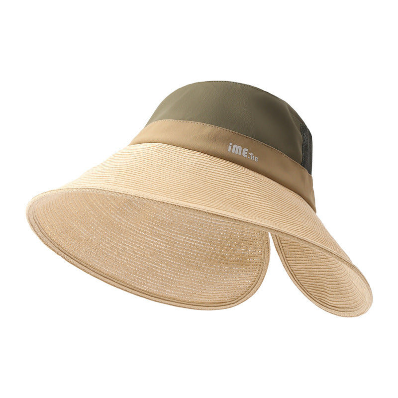 Summer Wide-Brim Nylon & Straw Sun Bucket Hat for Women 5659cm | UPF 50+ Breathable Sun Hat Main image