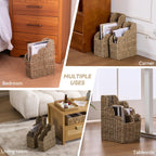 Seagrass Magazine Holder  Handwoven File Organizer Basket for Living Room & Home Office, Scalloped Design, 2 Sizes