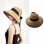 Wide Brim Lettered Straw Sun Hat for Women, Breathable Cellulose Visor, Oversized UV Shade Summer Hat