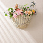 Handwoven Rattan Wall Storage Basket  Decorative Hanging Organizer for Keys, Toys & Small Essentials