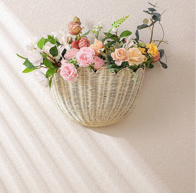 Handwoven Rattan Wall Storage Basket  Decorative Hanging Organizer for Keys, Toys & Small Essentials