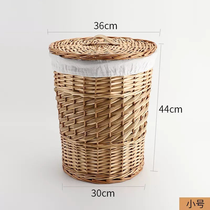 Wicker Laundry Basket with Lid  Handwoven Willow & Seagrass Hamper for Bedroom Storage, Clothes & Toys Organizer