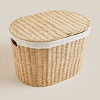 Handwoven Paper Rope Laundry Basket with Lid  Clothes Storage Bin, Bedroom Organizer, Dust-Proof & Moisture-Resistant Hamper (52×40×36cm)