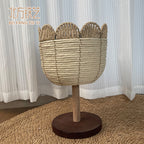 Handwoven Standing Seagrass Planter Basket Set with Pedestal Base  Decorative Indoor Floor Flower Pot Holder (Set of 2)