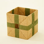 Square Natural Woven Storage Basket with Handles  Cube Wicker Organizer for Closet, Shelves & Living Room