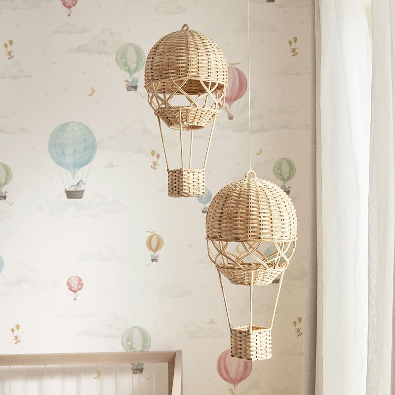 Handwoven Rattan Hot Air Balloon Wall & Room Decor  Nursery, Photography & Home Styling Ornament Main image